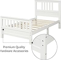 Vista 5 de Merax Base de cama individual, cama de plataforma individual con cabecero, marco de cama de madera tamaño individual para niños, no necesita caja