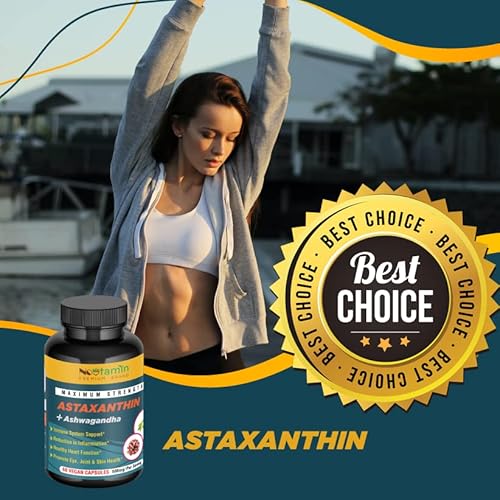 Nootamin Extra Strength Astaxanthin 15Mg Supplement With Ashwagandha, 60 Vegan Capsules, Bioavailable Daily Immune Defense And Cardiovascular Support, Promotes Eye, Skin, Joint Health #TOP5