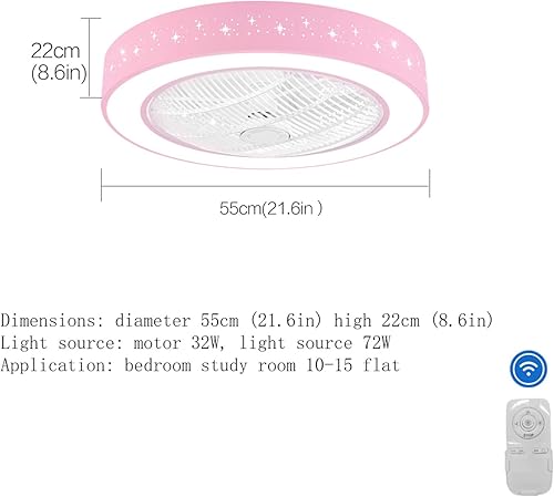 Miniatura 7 de DNYSYSJ Ventilador de techo cerrado LED acrílico con luz, LED regulable semiempotrado, ventilador de techo de perfil bajo con control de Rmote y 7