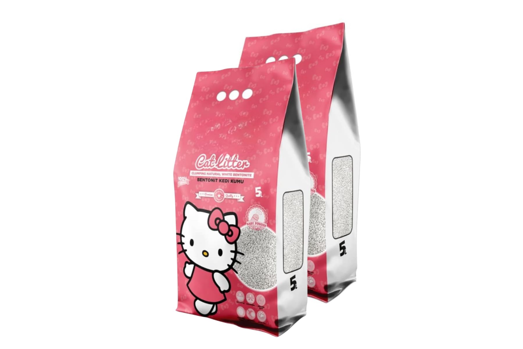 Cat Litter 5L X Pack Of 2 - Baby Powder Scented - Made With Natural Bentonite And Activated Carbon, This Charcoal Clumping Formula Is The Purrfect Solution For Your Feline Friend