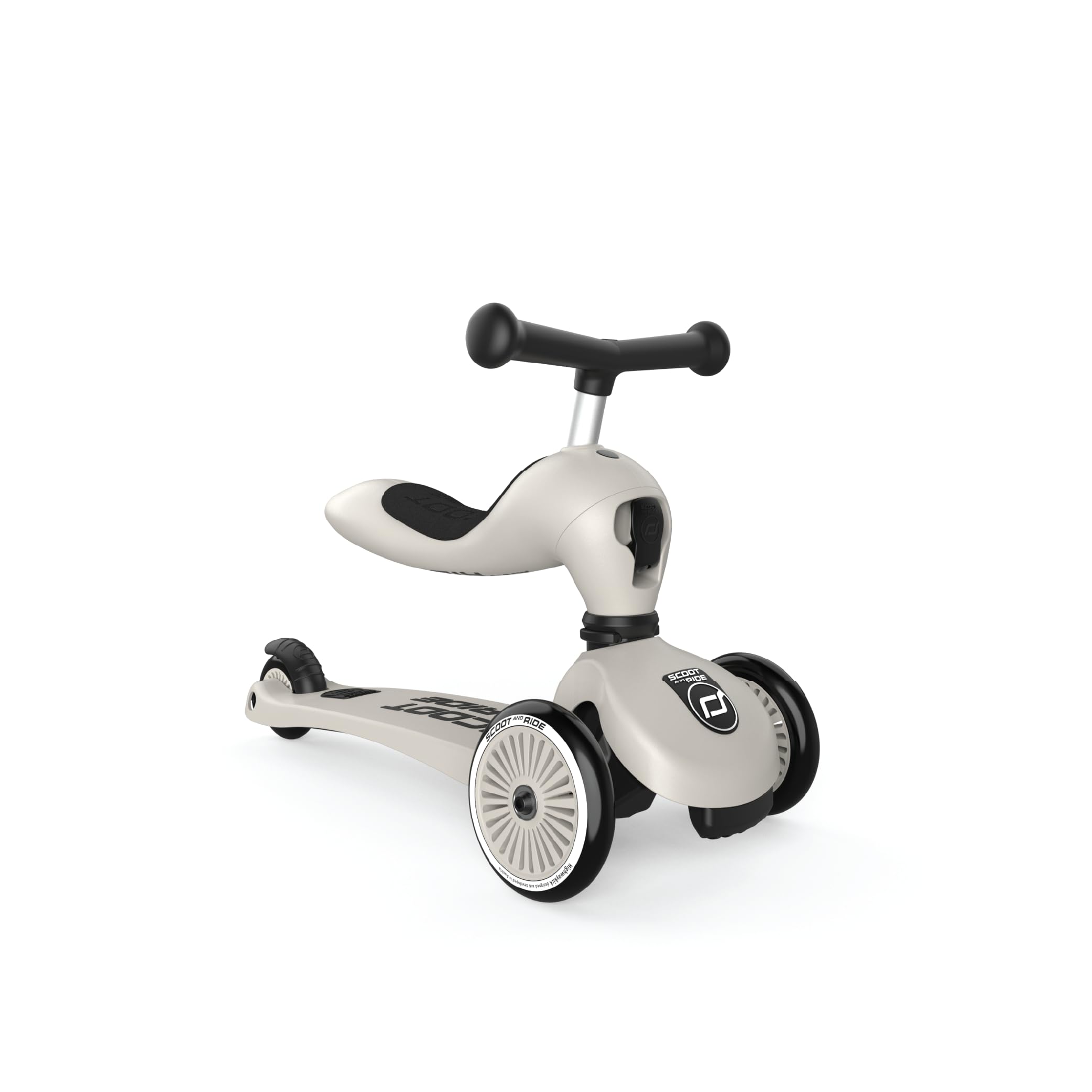 Scoot & Ride 2-in-1 Kids Scooter with Adjustable Seat & Handlebar, Stable & Safe Kickboard for Toddlers, Compact & Lightweight, 3-Wheel Design, Ages 1 to 5 Years, Highwaykick 1 (Ash)
