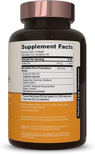 Vista 14 de Live Conscious Glucosamina condroitina con MSM, ácido hialurónico y más - Suplemento de salud articular MoveWell