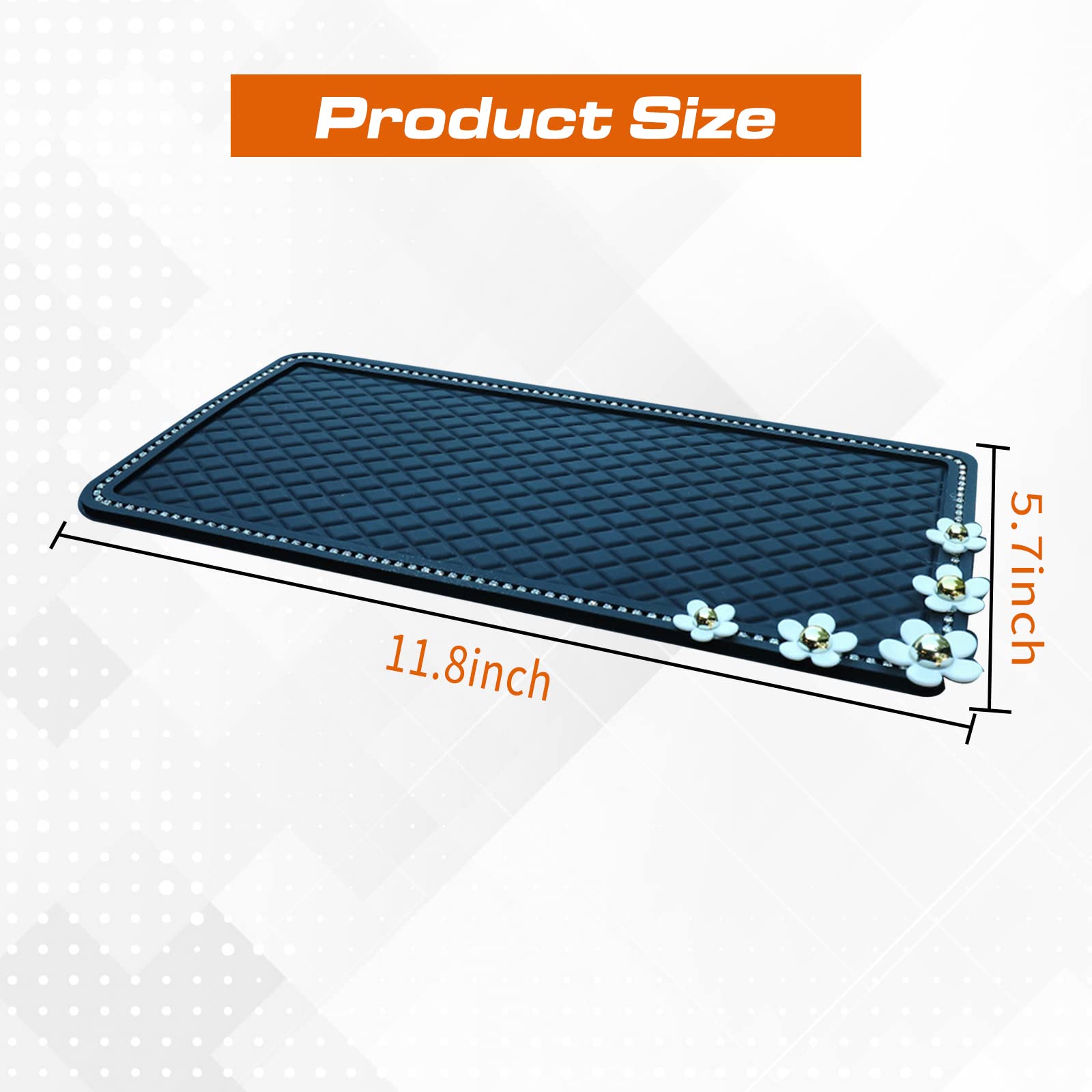 VCRANONR 2 Pezzi Tappetino Antiscivolo per Cruscotto Auto in PVC 27 * 15 cm Tappetini per Auto Antiscivolo per Cellulari Rettangolare per Cruscotto Auto Top Cucina Cassetto Tavolo e Scrivania, Nero