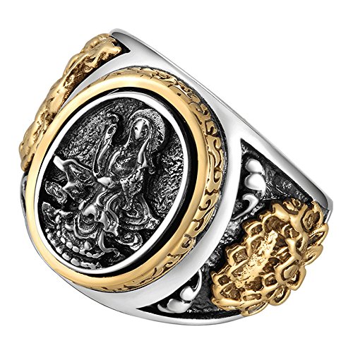 ZABRA Sterling Silver Buddha Ring with Lotus, Men Women Vintage Rings, Signet Ring (13)