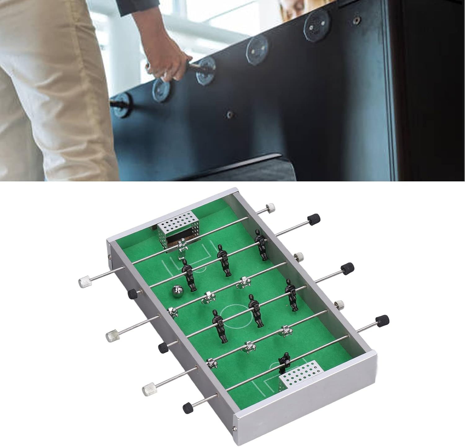 GOWENIC Mini Foosball Table, Portable Mini Table Football Table Top Foosball Soccer Game Sports Aluminum Rod Robust Reliable, for Kids Gifts