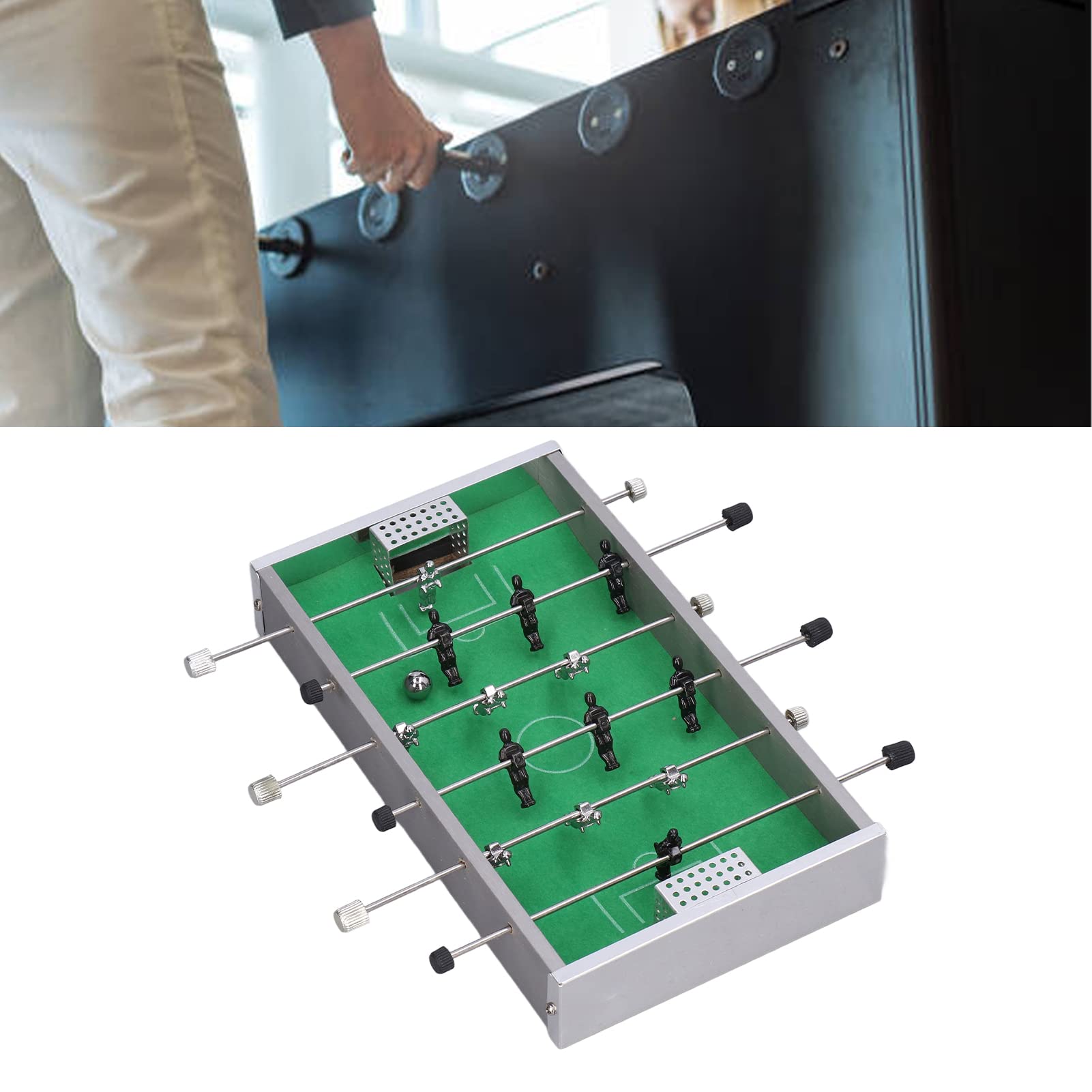 Gioco di Calcio Balilla, Mini Calcio da Tavolo, Biliardino di Ottima Fattura, Dimensioni Compatte, Asta in Alluminio, Robusto, Affidabile, Biliardino