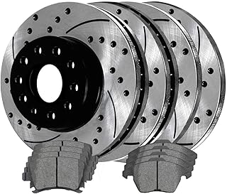 AutoShack BRAKEPKG920 Front and Rear Drilled and Slotted Brake Kit Rotors Black and Ceramic Pads Set of 4 Replacement for Audi A3 Quattro 2005-2009 VW Jetta 2006-2008 Passat GTI 2007-2008 Eos AWD FWD