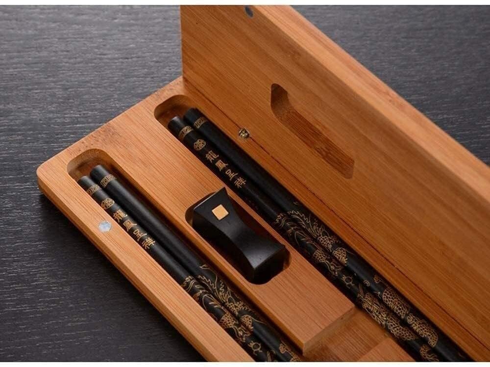baguettes japonaises cooking chopsticks Vaisselle asiatique haut de gamme en ébène réutilisable, portable, anti-brûlure, en bois pur, ménage