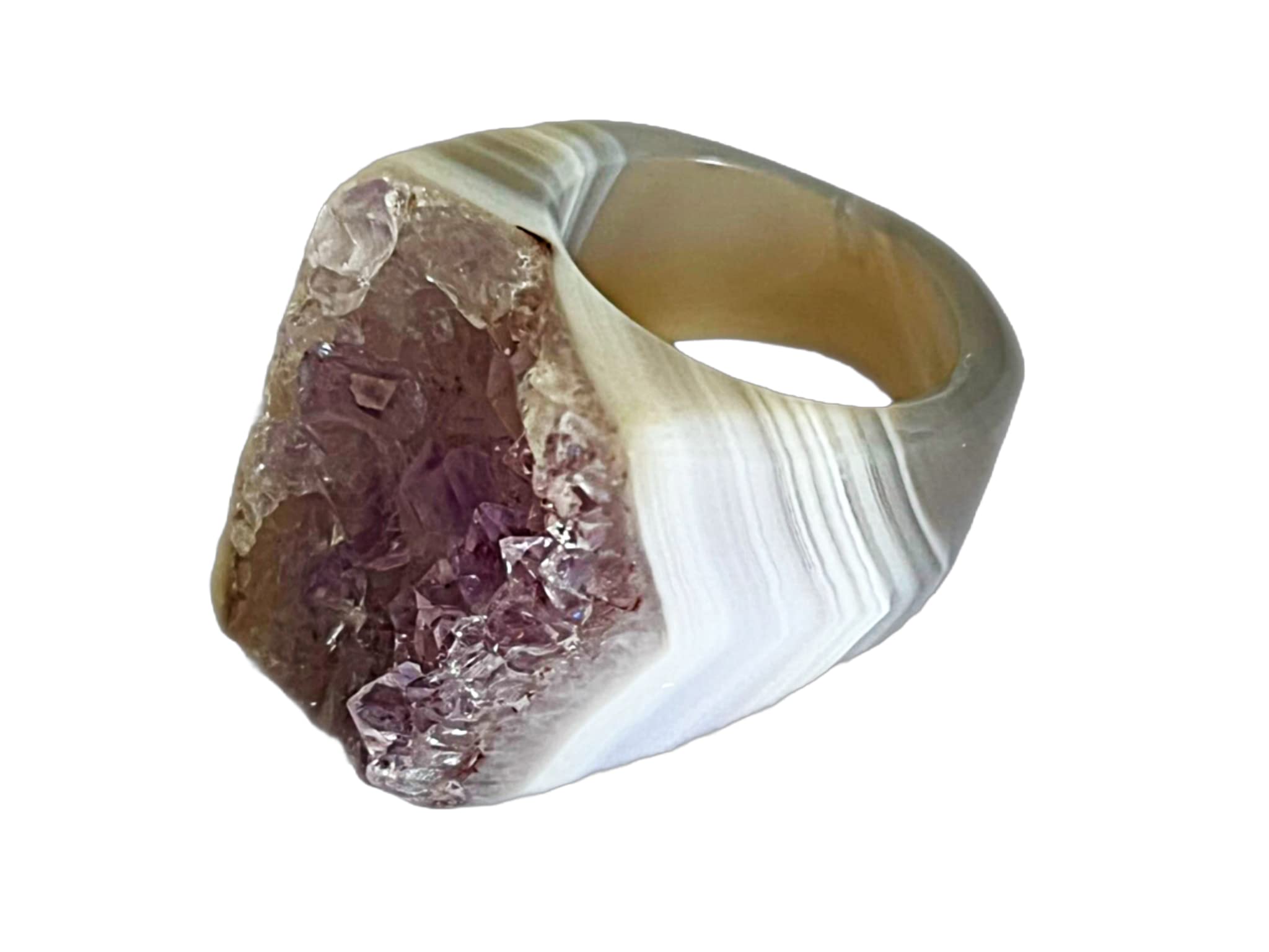 Carved Agate Druzy Ring size 7.25