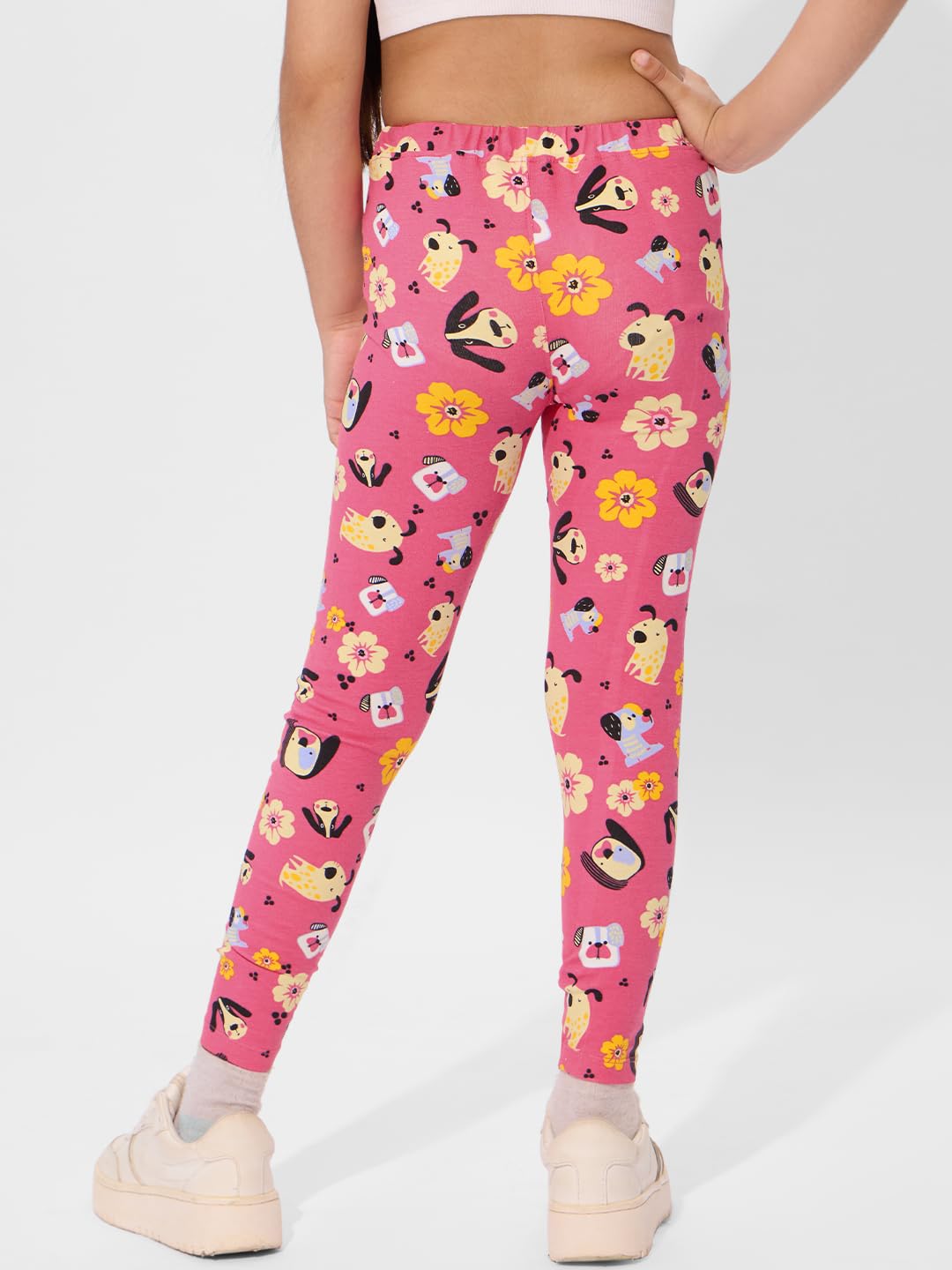 The Souled Store Mystical Girls - Leggings in cotone rosa con stampa regolare