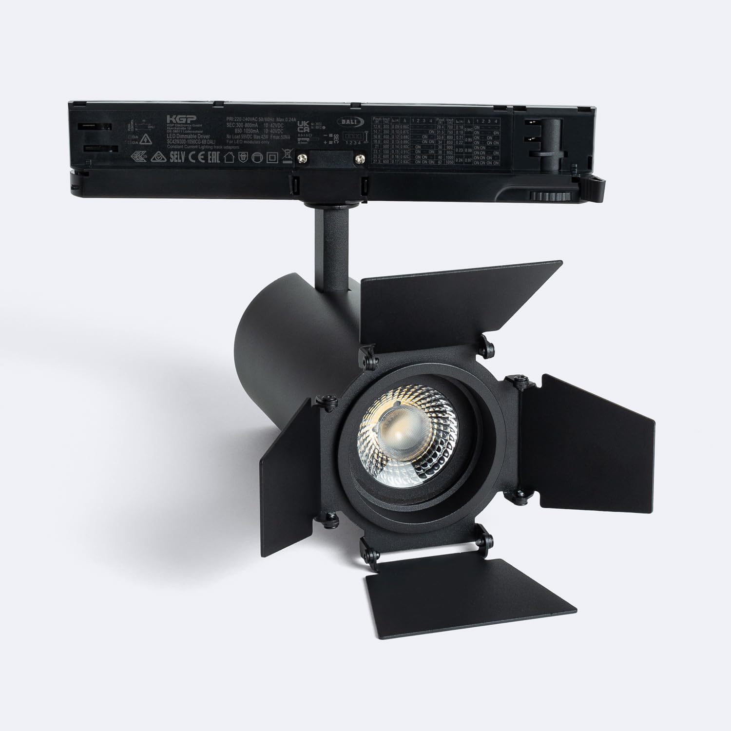 LEDKIA Foco Carril LED Trifásico 30W Fasano Cinema CCT Seleccionable Regula