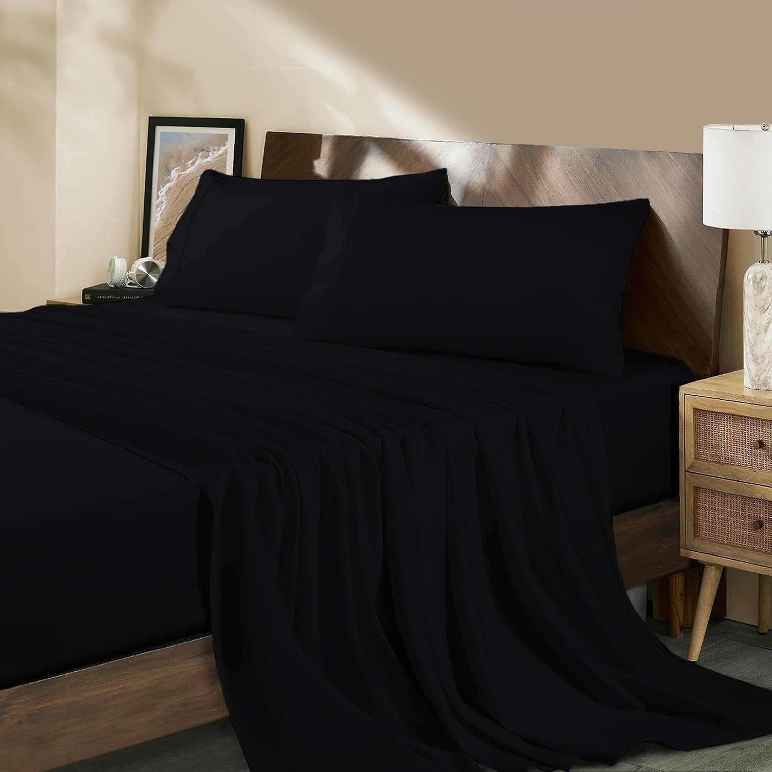 Marina Shades Black Egyptian Cotton Sheets California King