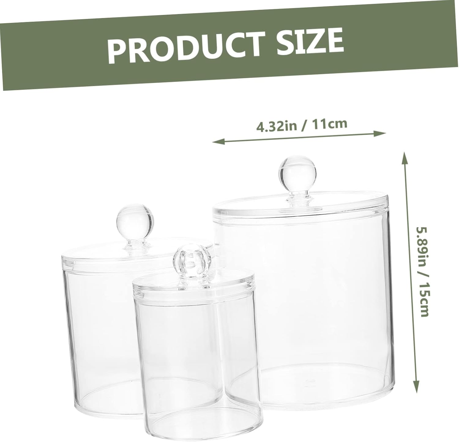 3pcs Storage Jars Cotton Swab Jar Apothecary Lids Makeup Cotton Box Bathroom Desktop Organizer