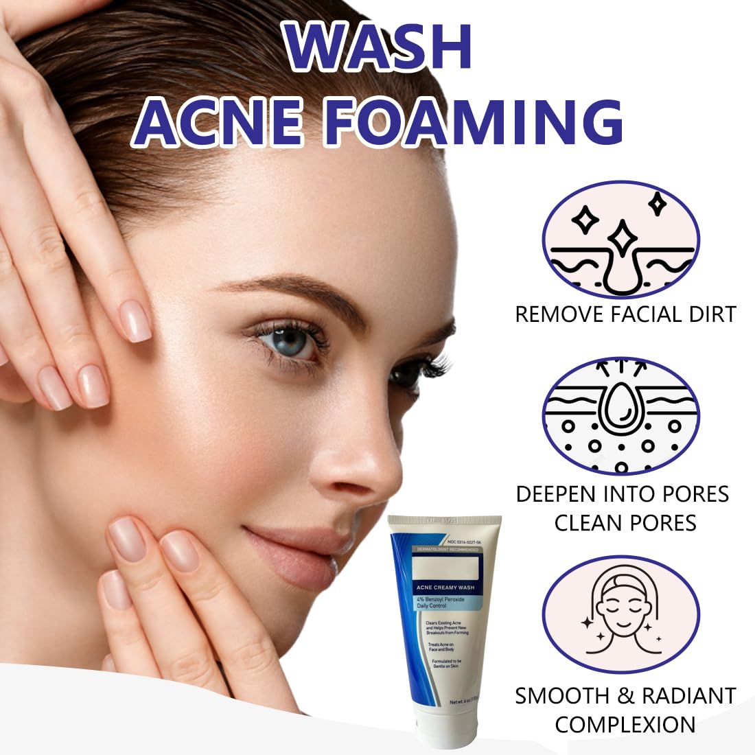 Schiuma Detergente per Pelle Impura：Detersione profonda per rimuovere trucco e impurità. Aiuta a liberare i pori e a purificare la pelle.