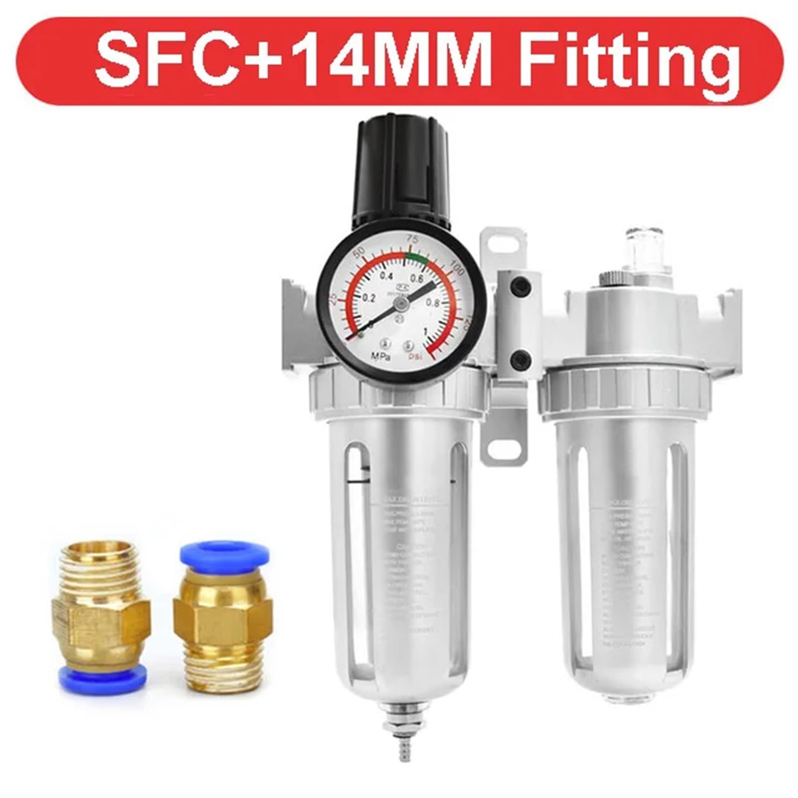 SFC400 SFC300 SFC200 1/4 1/2 Pneumatic Parts Air Compressor Filter Regulator Oil Water Separator Trap Valve(SFC w PC14,400)