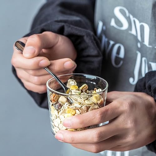 Miniatura 8 de Luxshiny Juego de 3 tazones pequeños de vidrio con tapas, cuencos de ensalada de frutas estilo japonés, recipientes para almacenamiento de