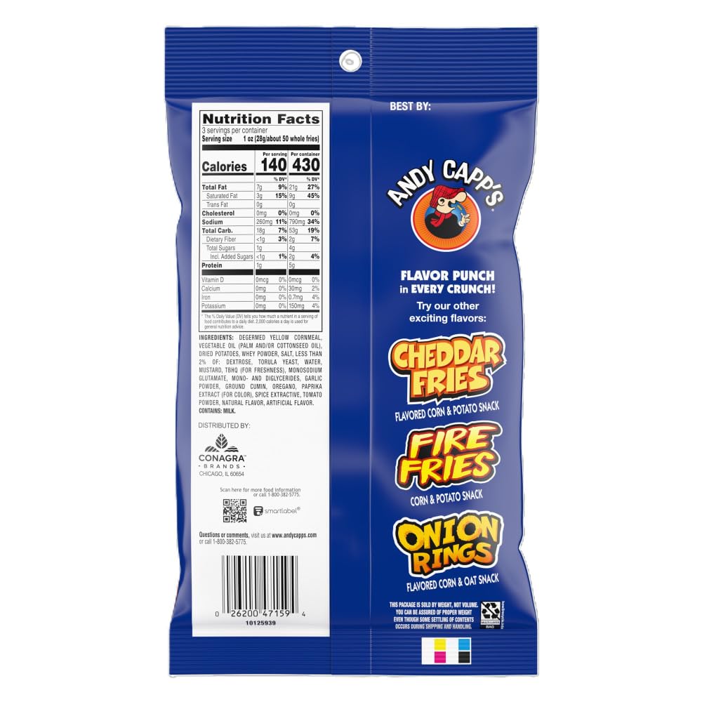 Andy Capp's Hot Fries, 3 Ounce (Pack of 7)