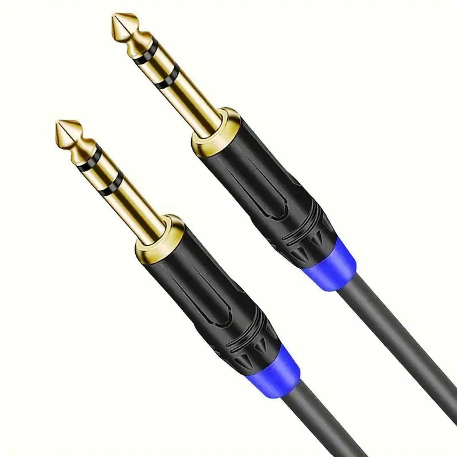 KEBILSHOP 1/4 inch TRS Audio Cable 16 FT,Straight 6.35mm Male Stereo Cord,TRS GOLDEN Instrument Cable for Guitar,Bass,Keyboard,Mixer,Monitor,Amplifier/Amp,Speaker Studio. (16 FEET/ 5 MTR)