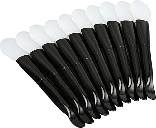 10pcs Pincel Aplicador de Máscara, Aplicador de Máscara Facial de Lama, Pincel de Máscara Facial Lavável Dupla Face Com Colher de Silicone Macio Cabo Preto Pincel Aplicador de Máscara para Mulheres