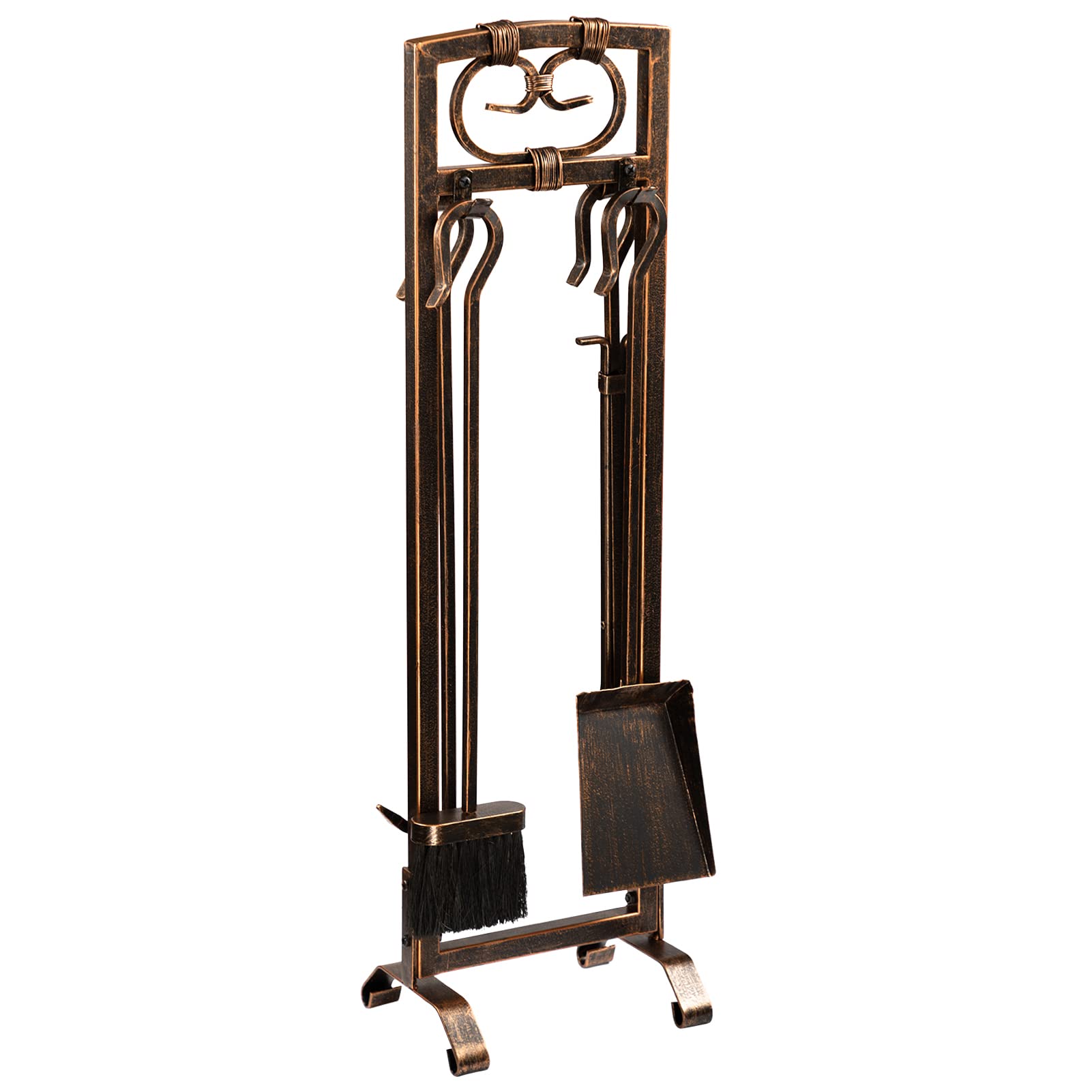 DOEWORKS 5 Pieces Fireplace Tools Sets Wrought Iron Tool Set Include