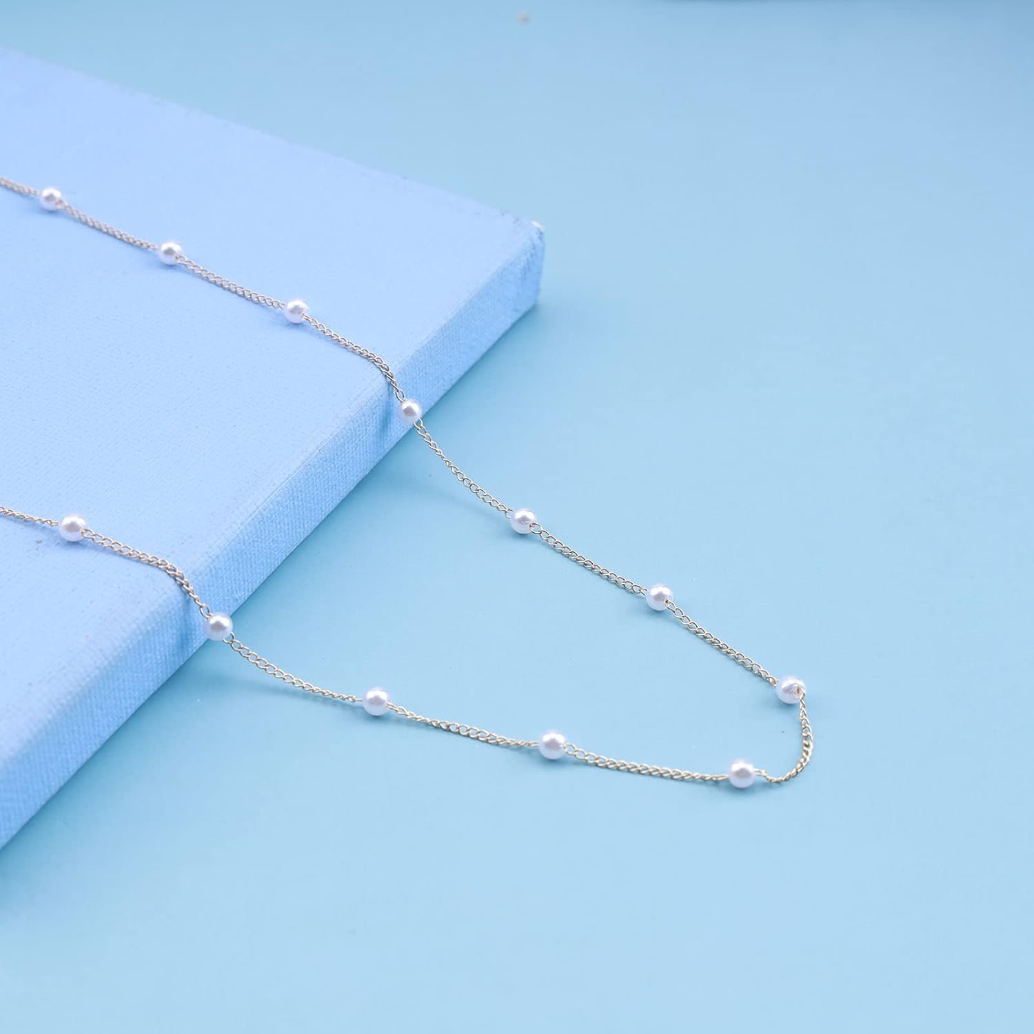 Bohemia Pearl Choker Necklace Pearl Station Necklace Chain Gold Pearls Strand Necklaces Jewelry for Women - Image 4