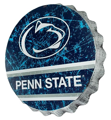 FOCO Penn State Nittany Lions NCAA Metal Bottlecap Wall Sign, 13 Inch — Distressed Vintage Style, Officially Licensed