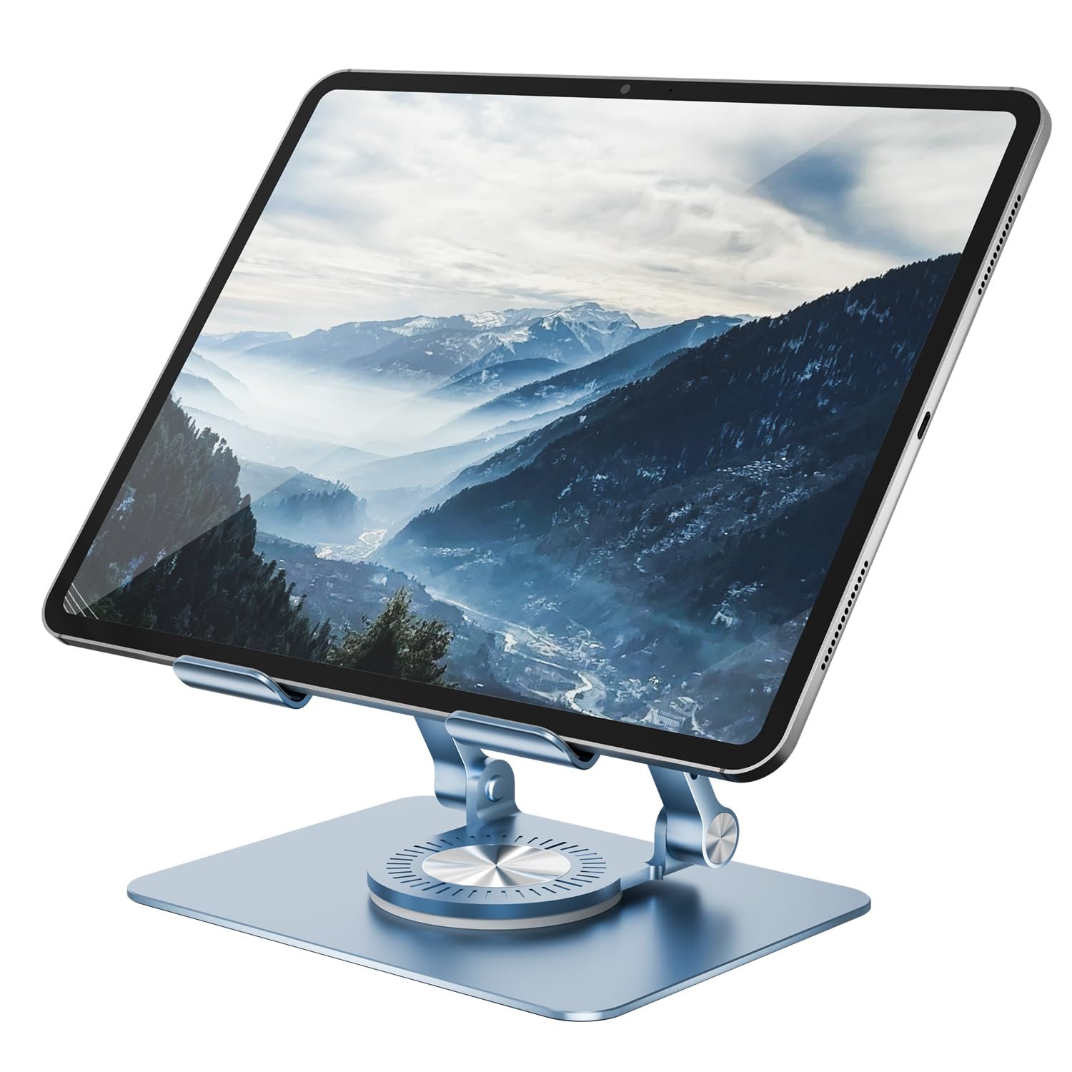 Orlian Tablet Stand Adjustable with 360° Swivel Base Aluminum Tablet Stand Holder for iPad/Samsung/iPad Pro Air Mini/Galaxy/Switch, Blue