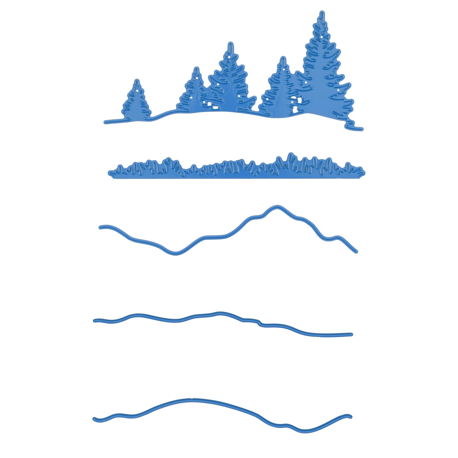 Nellie's Choice Cutting Die, Pinetrees and Mountains, 5 Shape, 15.2 x 7 cm, Card Making Supplies, Metal Dies for Scrapbooking, DIY and Paper Crafts, Blue, 152x70mm