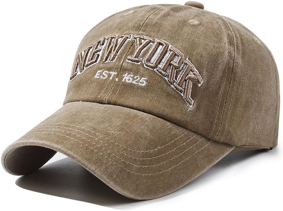 Tefelory Unisex Vintage Baseball Cap Adjustable Washed Cotton Embroidery New York Low Profile Dad Hat