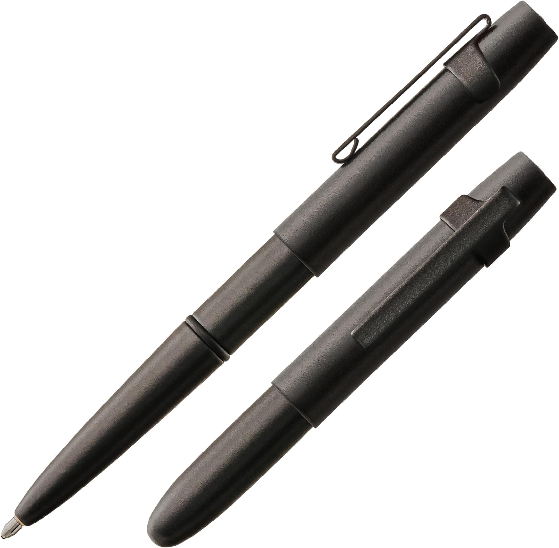 Fisher Space Pen Matte Black X-Mark Flat Cap Bullet Pen, Pressurized Ballpoint Pen, Compact Size, Writes Upside Down and in Extreme Temperatures, Black Ink, Medium Point, Pocket Clip, Made in the USA