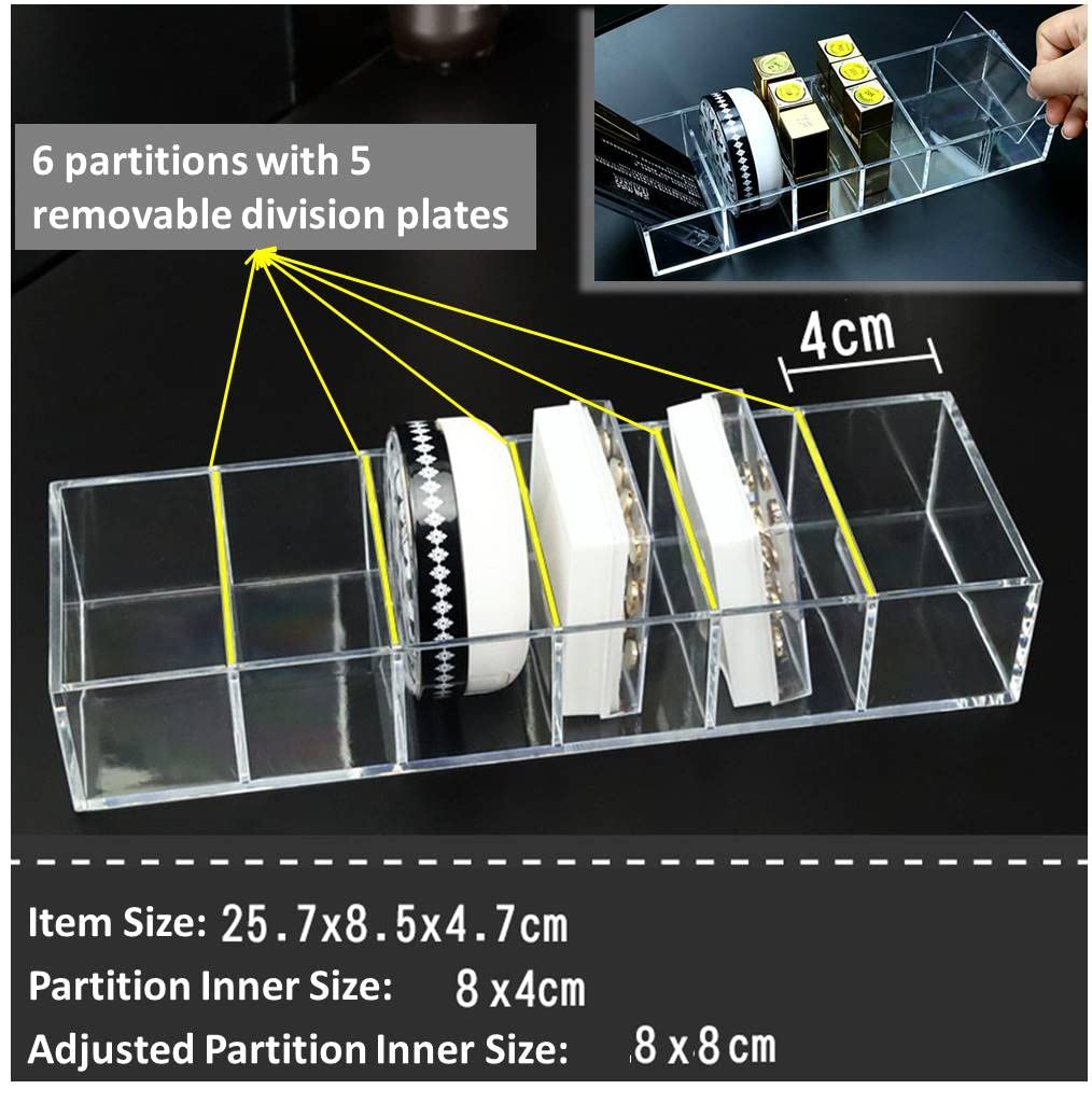 Acryl Make-up Organizer – 6 Fächer, Transparent, 25,4 X 8,6 X 4,8 Cm