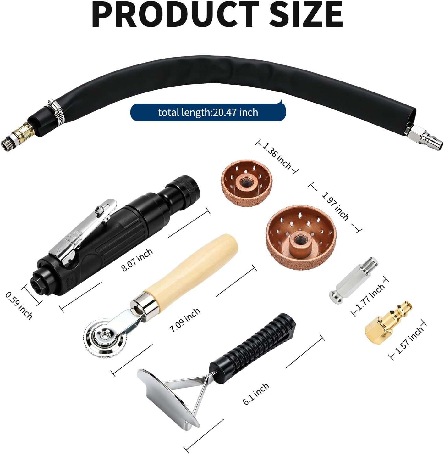 Pneumatic Tire Plug Tools Kit 2500RPM Low Speed Tire Buffer Grinder with Tungsten Steel Grinding Head, Tire Scraper, Rubber Pressure Roller Tire Patch Kit for Auto Tire Repair and Maintenance