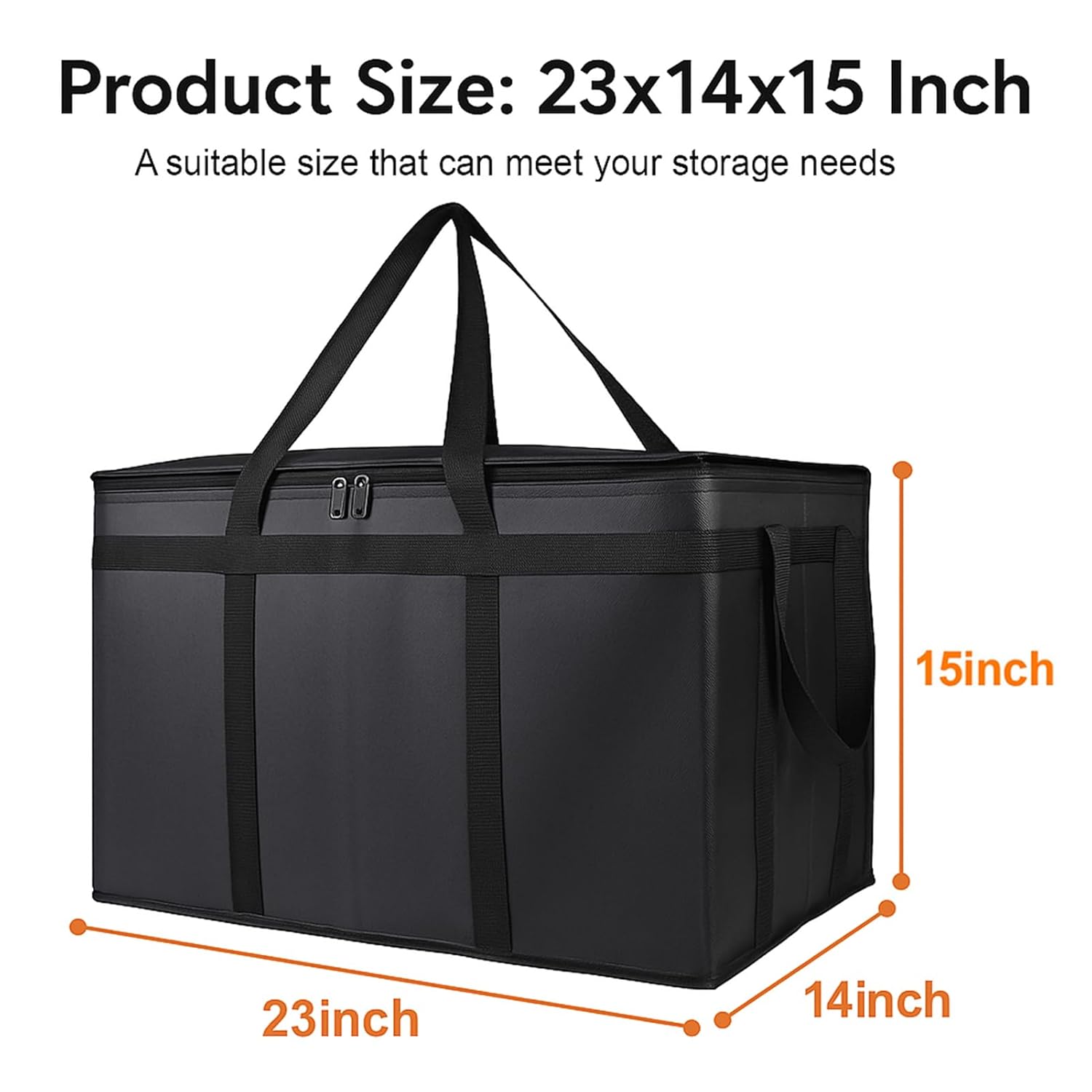 Bodaon Large 3-Pack Insulated Food Delivery Bag with hard bottom, XXXL Catering/Pizza Cooler Bags, Rideshare Delivery Bag, Thermal Cold/Hot Styrofoam Carrier for Travel/Shopping/Car - Image 3