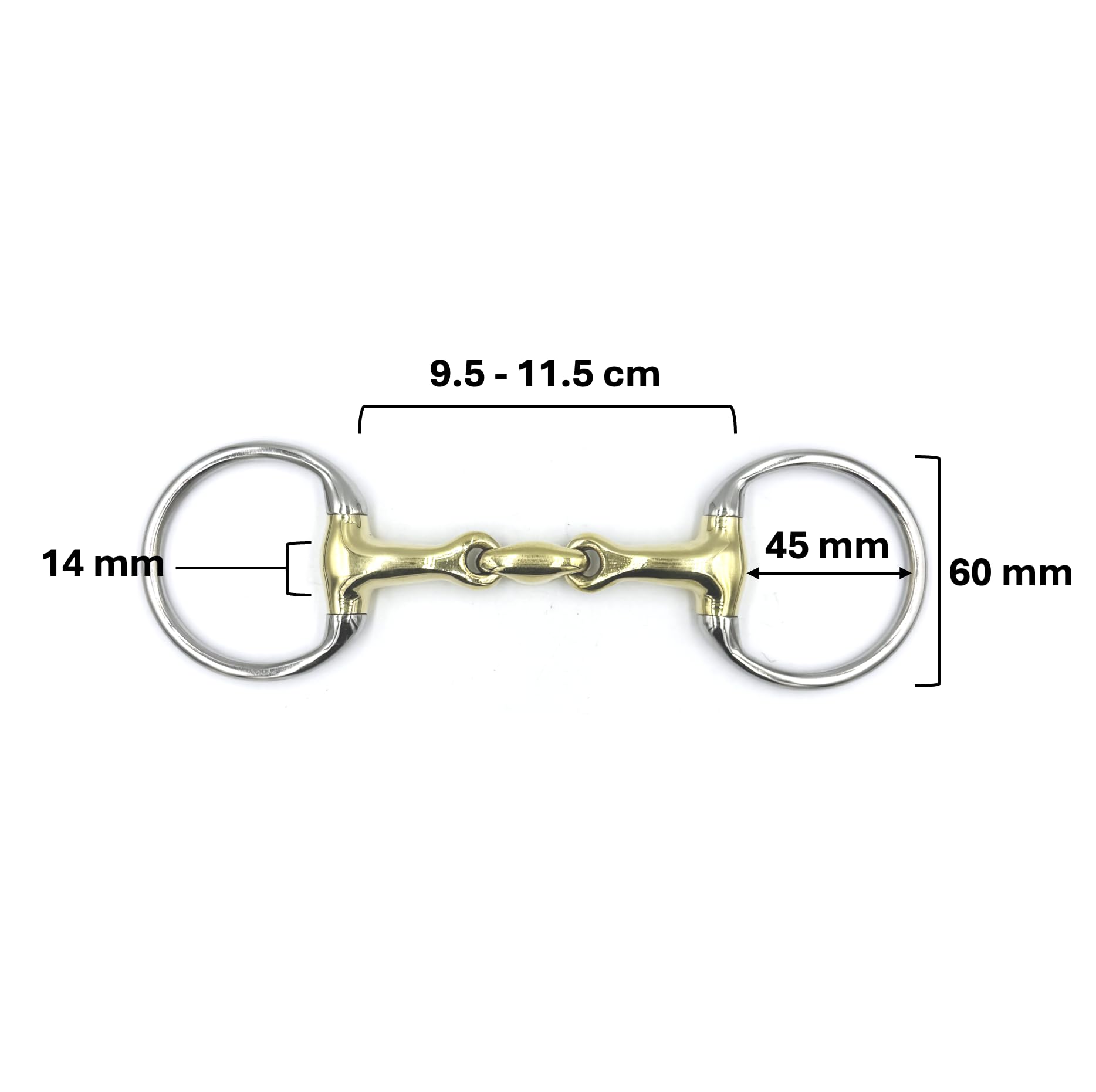 Olivenkopfgebiss Doppelt Gebrochen Kupfer Edelstahl Ringdurchmesser 70 mm Gebissstärke 14 mm