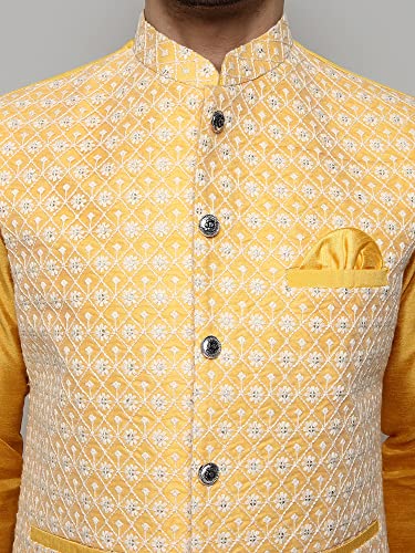 Image of Uri and MacKenzie Men's Silk Blend Kurta Pajama with Designer Ethnic Nehru Jacket /Modi Jacket