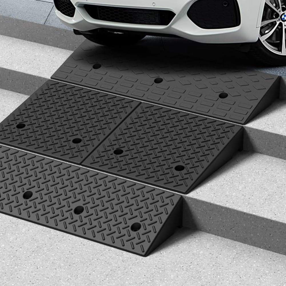 Rampa in Gomma per Cordoli da 4, 5, 6, 7, 8, 9 e 10 cm di Altezza,Capacità di Carico di 5500 Libbre,Rampa per Soglie per Auto e moto(Height 5cm)
