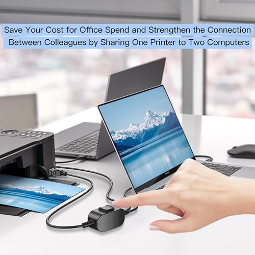 Miniatura 4 de Cable de impresora 2 en 1 a USB de 5 pies, 4.9 ft, USB A a B macho a macho, divisor para dos computadoras, compatible, MacBook Pro, HP, Canon