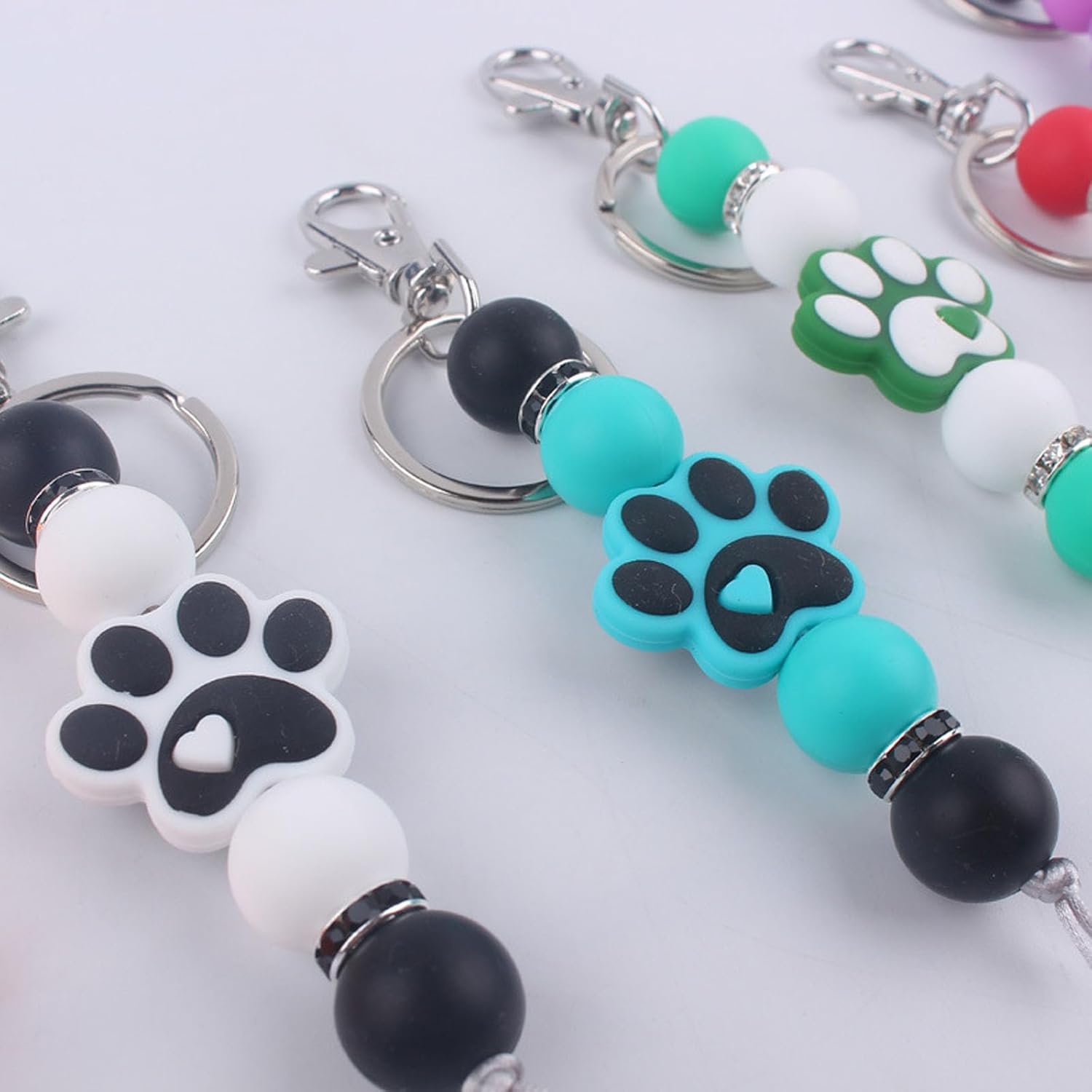 Silicone Bead Dog Paw Keychain Car Key Bag Accessories Charms for Women, Claw Keyring for Handbag Backpack Wallet - Image 5