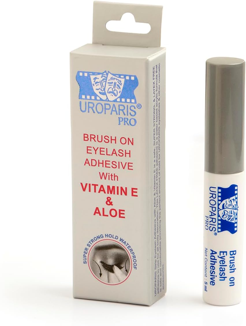 Uroparis PRO Eyelash Adhesive — Brush On Lash Glue with Vitamin E & Aloe (Transparent) | Strong Hold, Waterproof, Latex-Free | Dries Invisible for All-Day Wear | False Eyelash Glue - 5ml