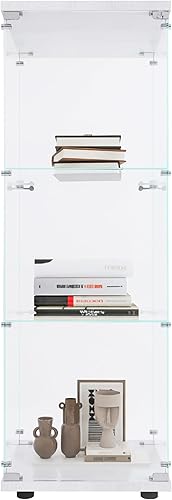 Miniatura 7 de Beauty4U - Vitrina de una puerta de vidrio, gabinetes curio blancos para sala de estar, dormitorio, oficina, exhibición de colección, instalación