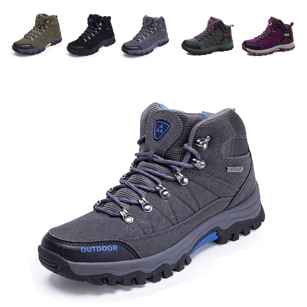 Men's Snow Boots Winter Outdoor Hiking Shoes with Warm Fully Fur Lined High Top Lace-Up Trekking Sneakers