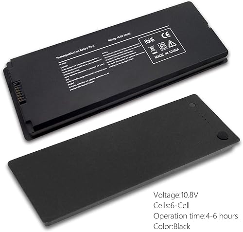 Miniatura 4 de SOLICE Batería para portátil A1185 A1181 para Apple MacBook de 13 pulgadas, A1185, A1181, MA561, MA561FE/A, MA561G/A, MA561J/A [10.8V 59Wh negro]