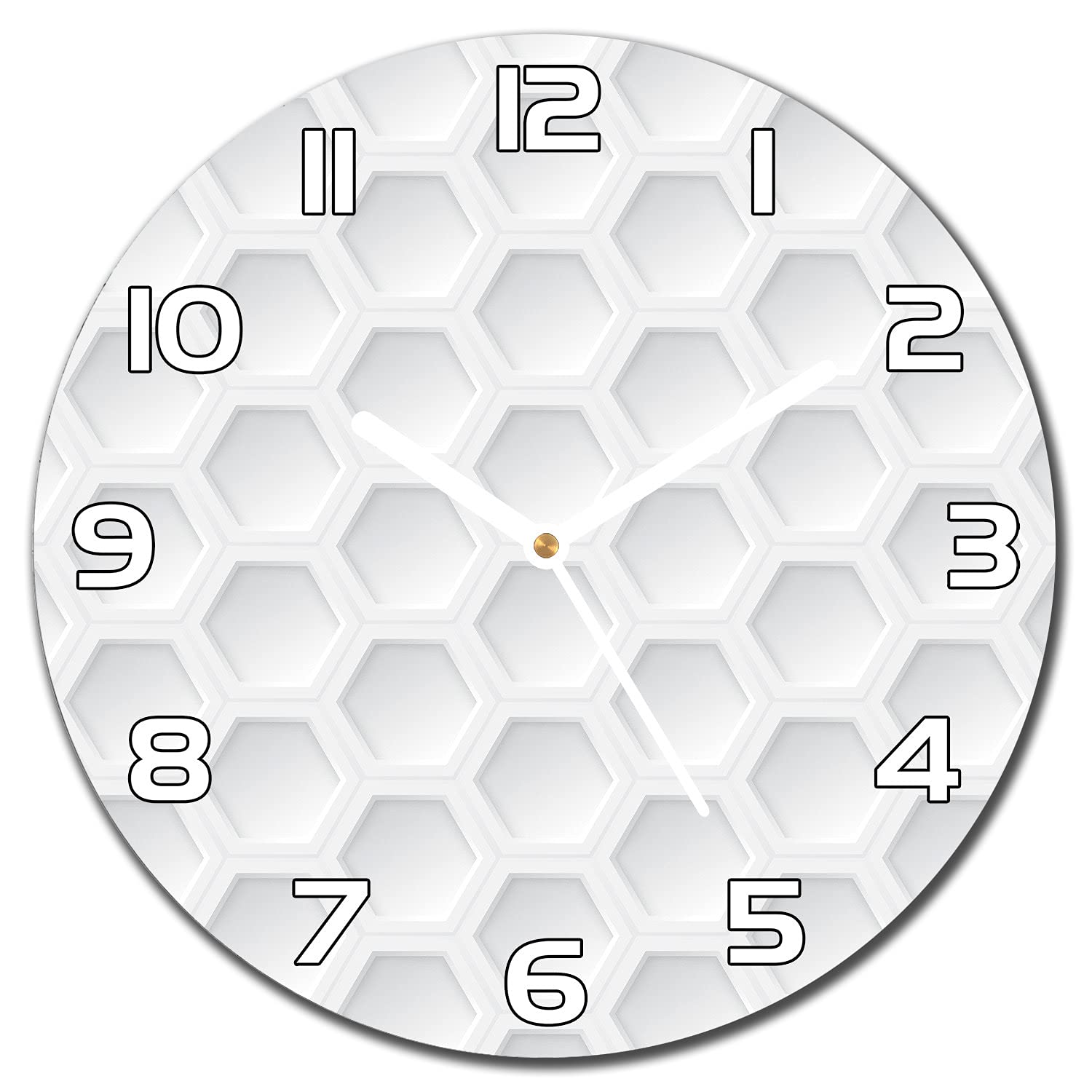 Horloge en verre 30 cm design hexagone moderne pour décoration murale salon