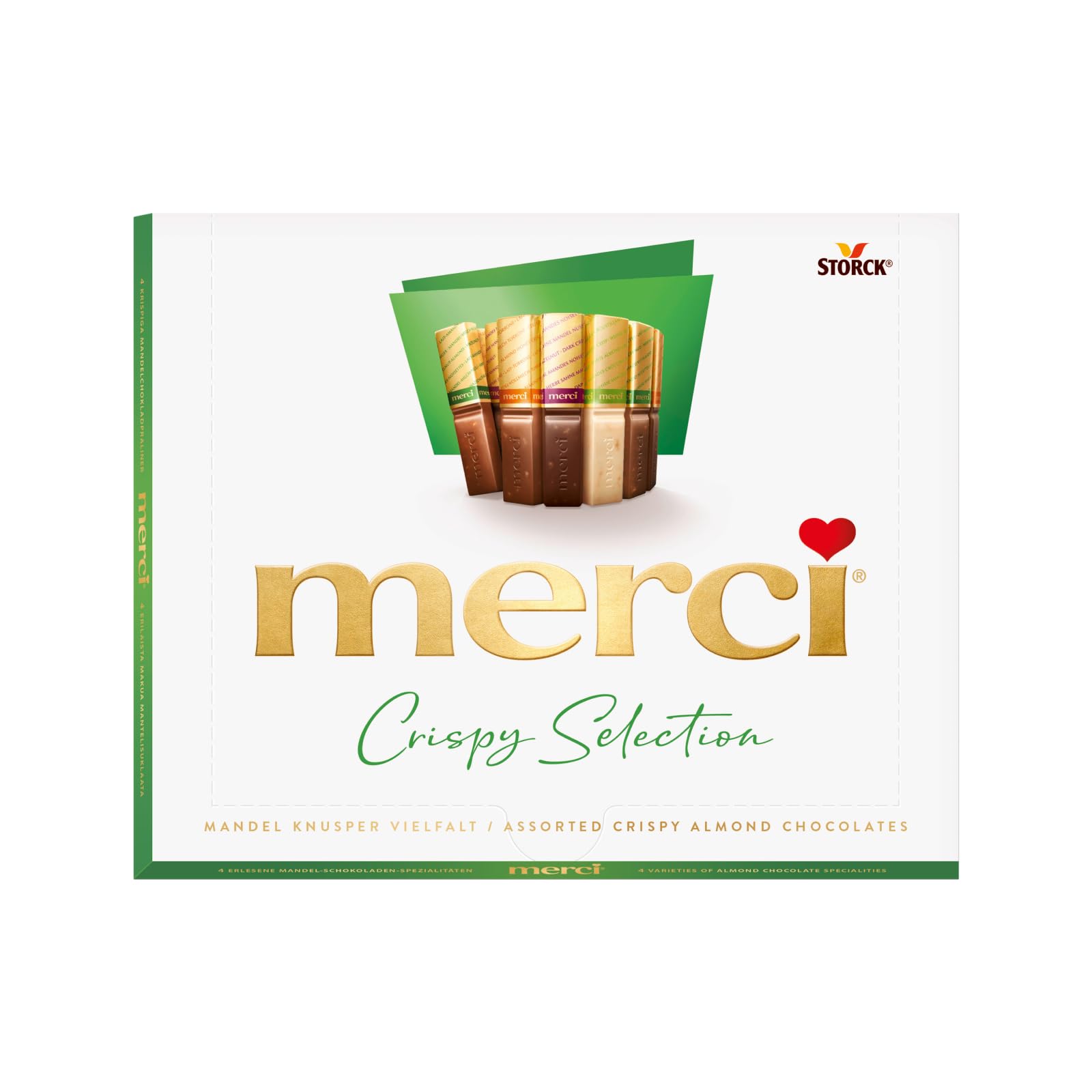 merci Finest Selection Mandel Knusper Vielfalt – 1 x 250 g – Erlesene Nuss-Schokoladen-Spezialitäten – Gefüllte und nicht gefüllte Pralinen
