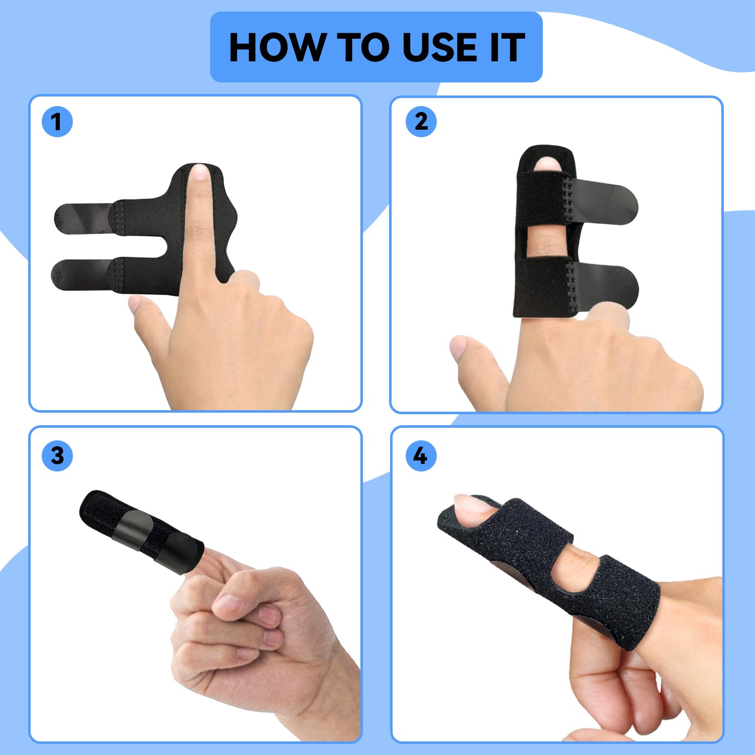 Bozenu Finger Splint, Universal Trigger Finger Brace for Broken/Arthritis Pain and Sprain Relief, Trigger Finger Splint for Middle, Index, Ring (2 Pack,Black) 4