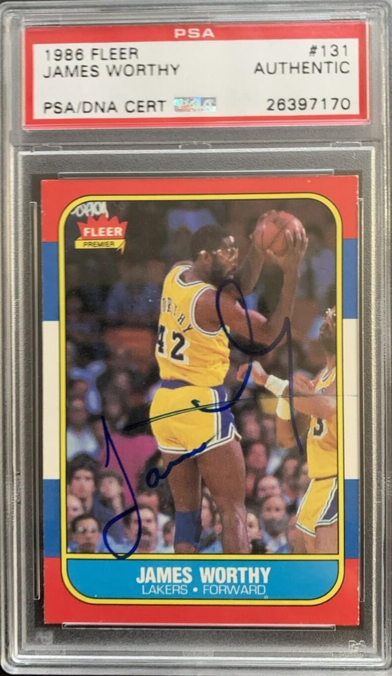James Worthy LA Lakers Signed 1986 Fleer #131 Autographed Basketball Card PSA