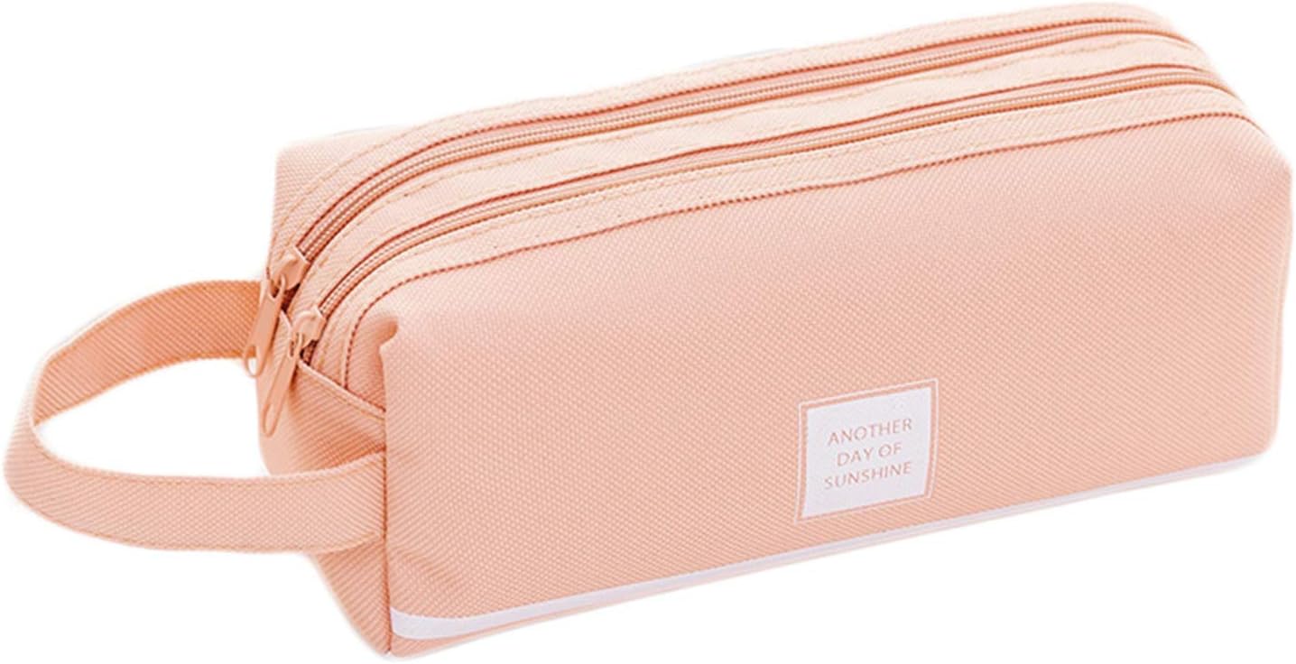 Jiangwei ジャンーウェ ペンケース 大容量 筆箱 小学生 男の子 ペンケース 帆布 ダブルジッパー 筆ポーチ 多機能 文房具 ペンポーチ シンプル 女の子 文具ポーチ 就職祝い 贈り物 ギフト ピング Faz Co Zm