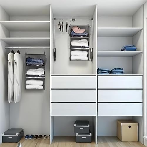 Miniatura 2 de MAX Houser Organizadores colgantes de armario de 3 estantes estantes colgantes plegables para cámper organizadores colgantes de guardería negro