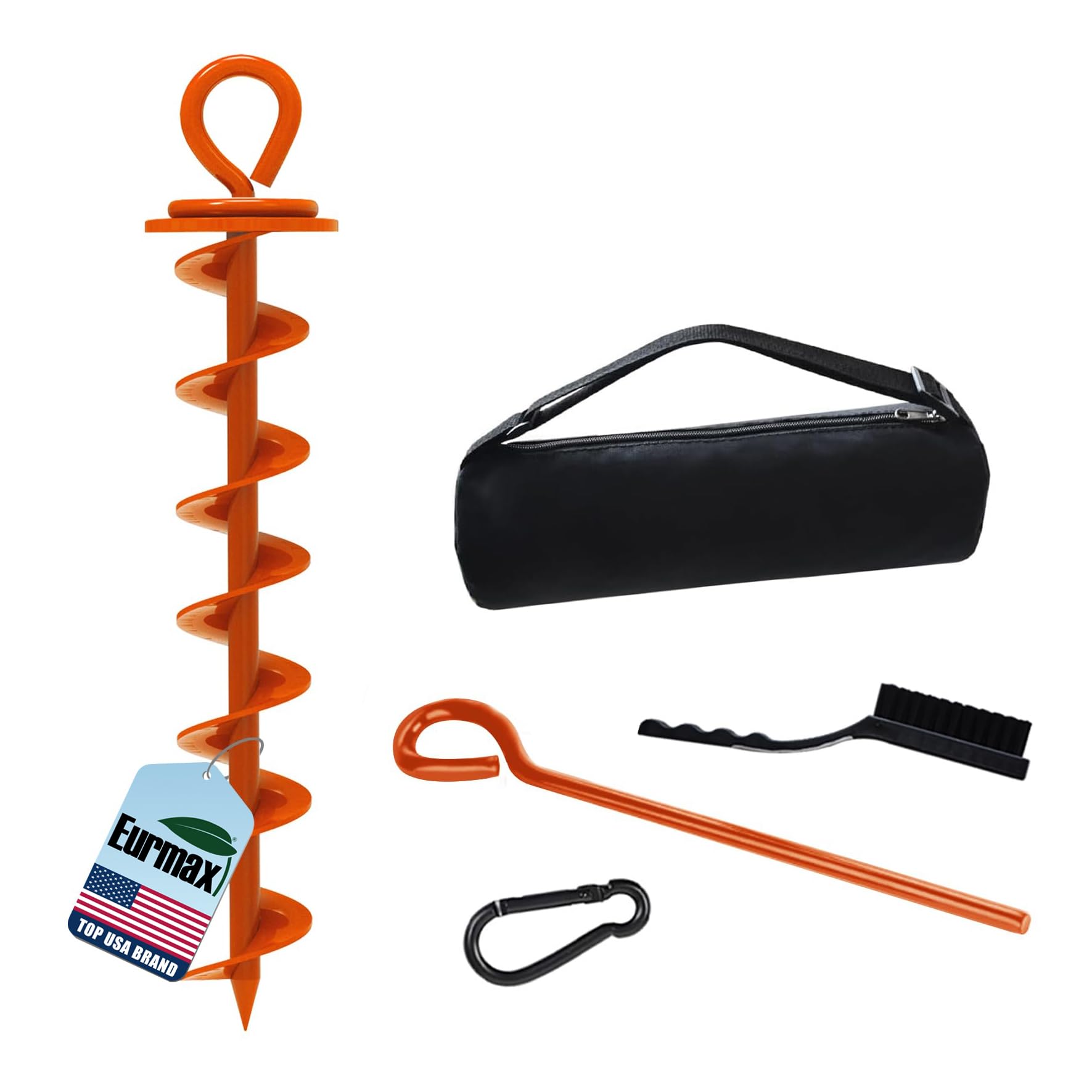 Eurmax USA Heavy Duty Dog Tie Out Stake, No-Tangle In Ground Anchor Runner for Large Dogs up to 210 Lbs - Perfect for Yard, Beach and Camping (Large,Orange)