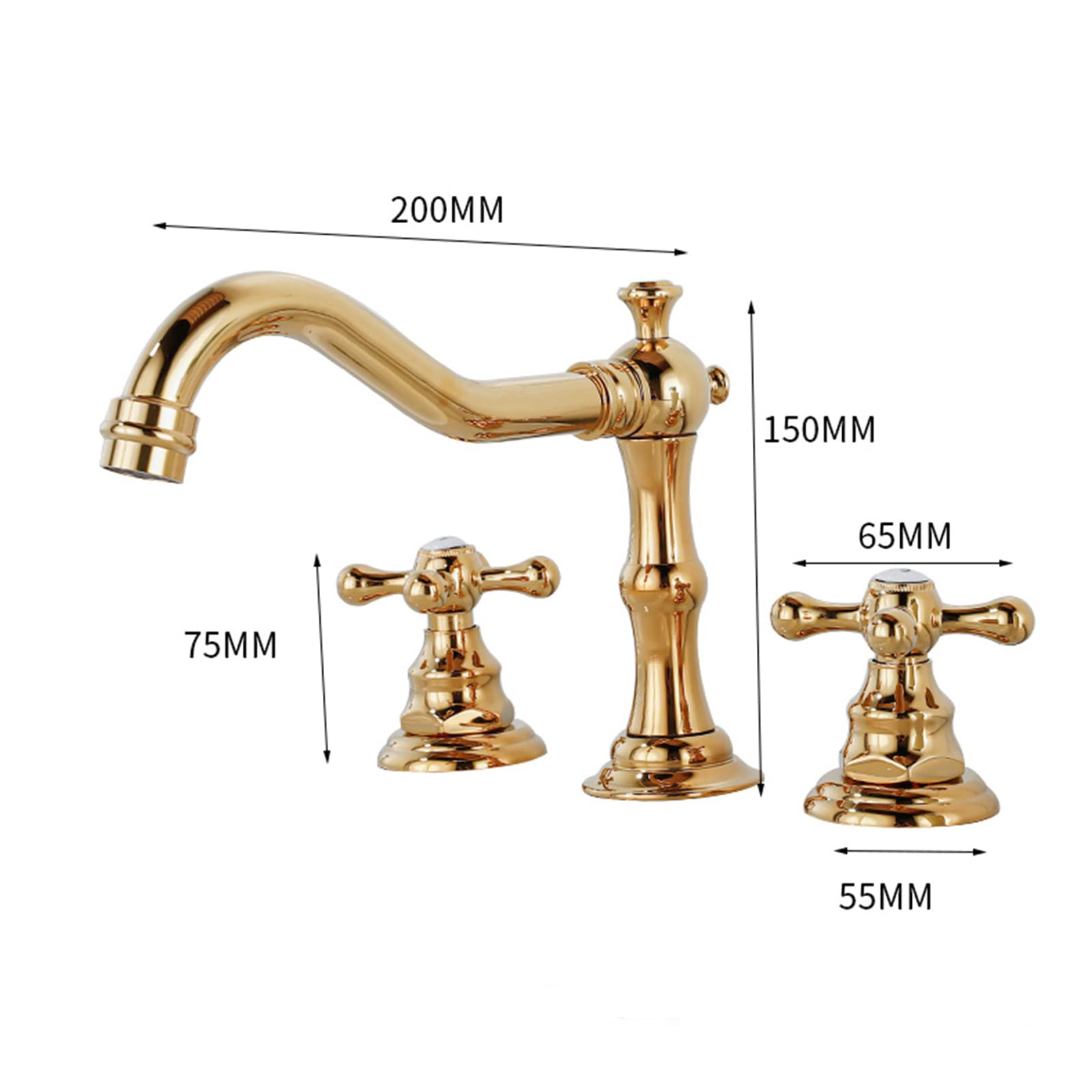 Amazon | BiaoTeng 蛇口 アンティーク レトロ 洗面台 混合水栓 3穴 8